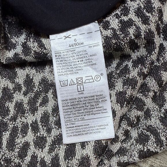 Banana Republic Animal Print Midi Dress - Black and White Size 6 - Picture 12 of 14